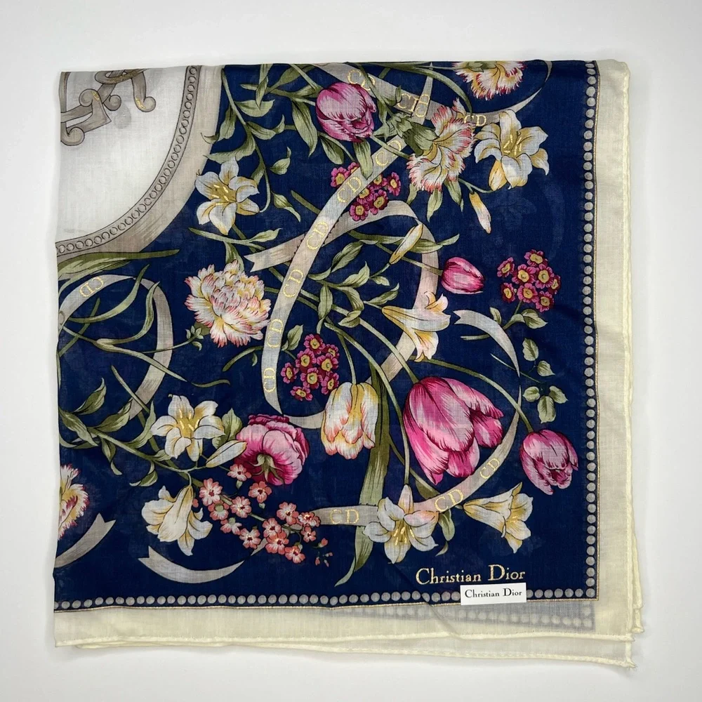 Authentic Christian Dior Floral Bandana/Small Scarf Vintage NWT